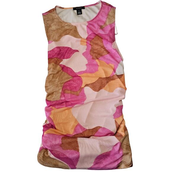 Halogen side ruched sleeveless top sz small multicolor - Picture 2 of 7